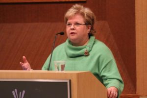 Barbara Donnellan speaking before the Arlington County Civic Federation