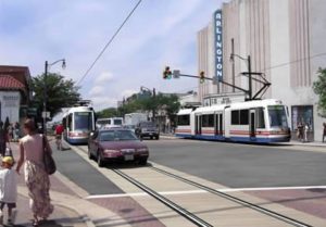 Original Columbia Pike streetcar rendering. The streetcar plan has since been scrapped.