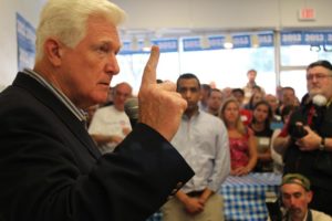 Rep. Jim Moran speaks at an Obama campaign event in April.