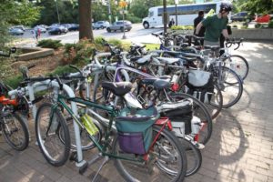 Bicycles at the Bike to Work Day pit stop in Rosslyn