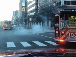 Smoke from Ballston Metro grate (photo courtesy @CAPT258)