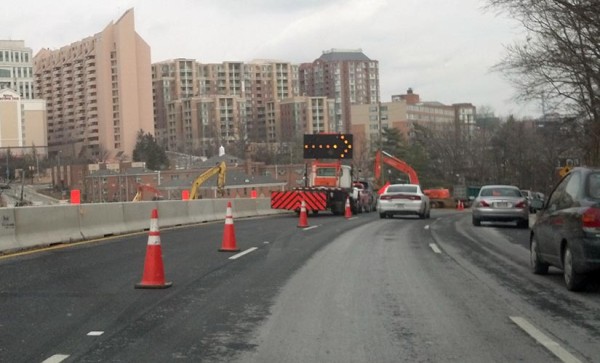 Eastbound Route 50 before the now-closed Courthouse Road bridge