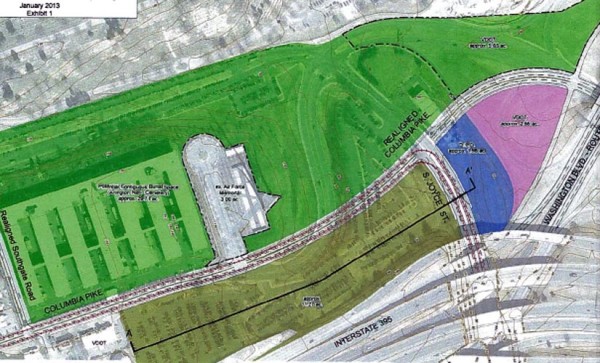 Illustration of future land exchange between Arlington County and the U.S. Army