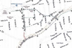 VDOT map depicting Courthouse Road bridge demolition and detour
