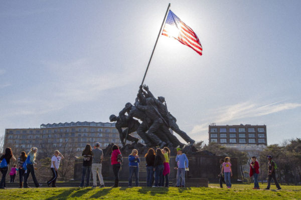 A school group at the Iwo Jima memorial