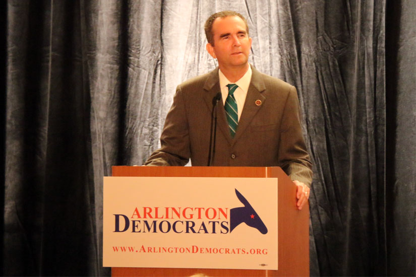 Lt. Gov. candidate Ralph Northam speaks in front of Arlington Democrats