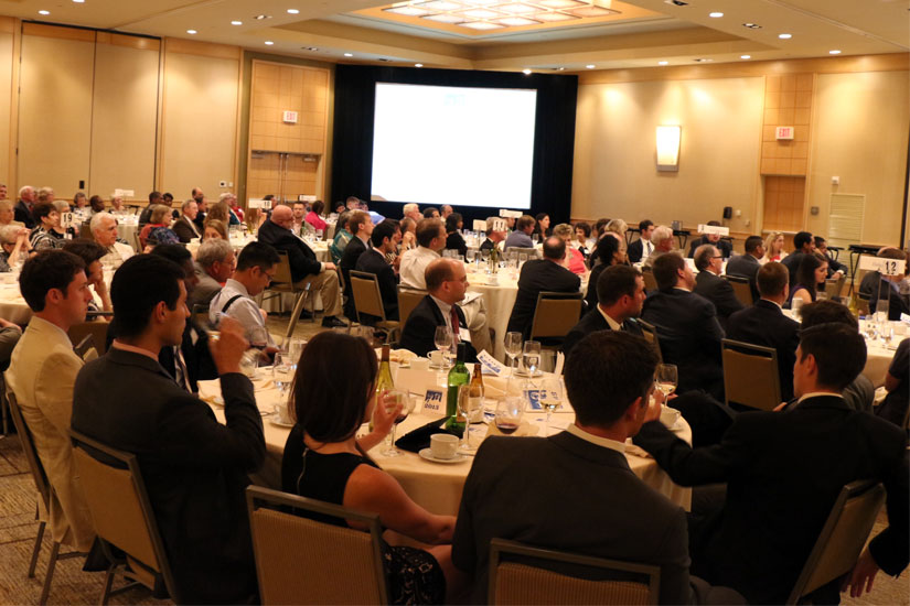 Arlington Democrats watch speeches at the Jefferson-Jackson dinner