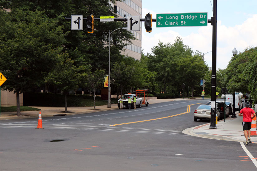 Crystal Drive opening to two-way traffic