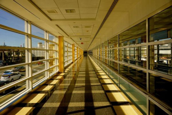 Walkway at Reagan National Airport (Flickr pool photo by Wolfkann)