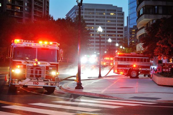 Arlington firefighters respond to a minor trash fire at the Waterford condominium the night of Sunday, Sept. 2, 2013 (Flickr pool photo by Maryva2)