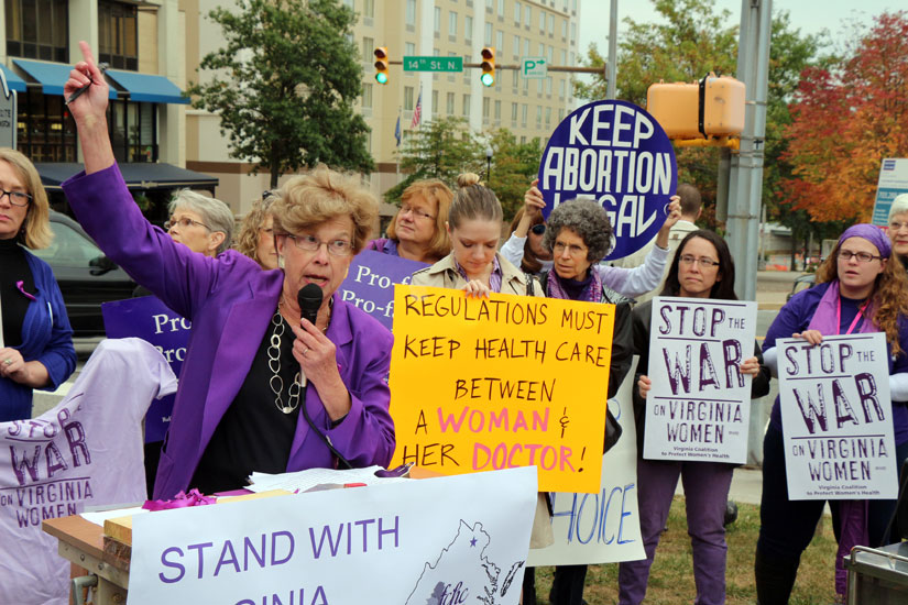 Protesters speak at abortion rally outside Arlington County Courthouse