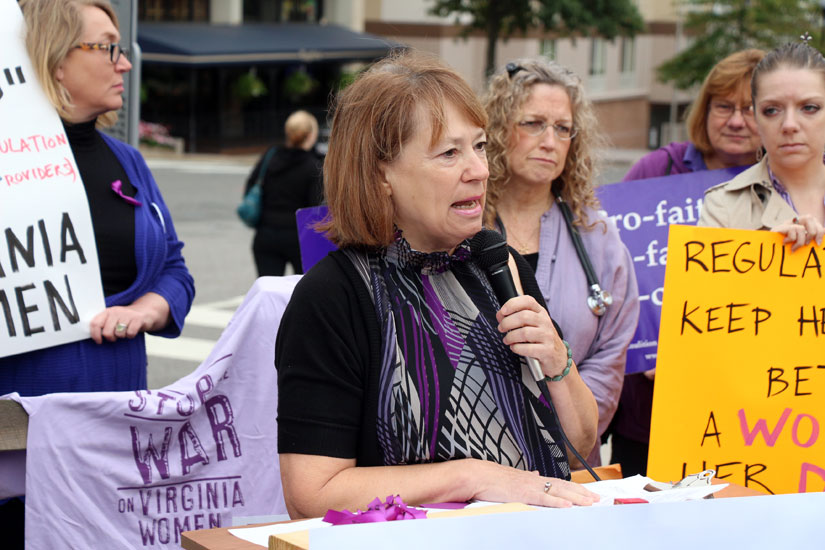 Protesters speak at abortion rally outside Arlington County Courthouse