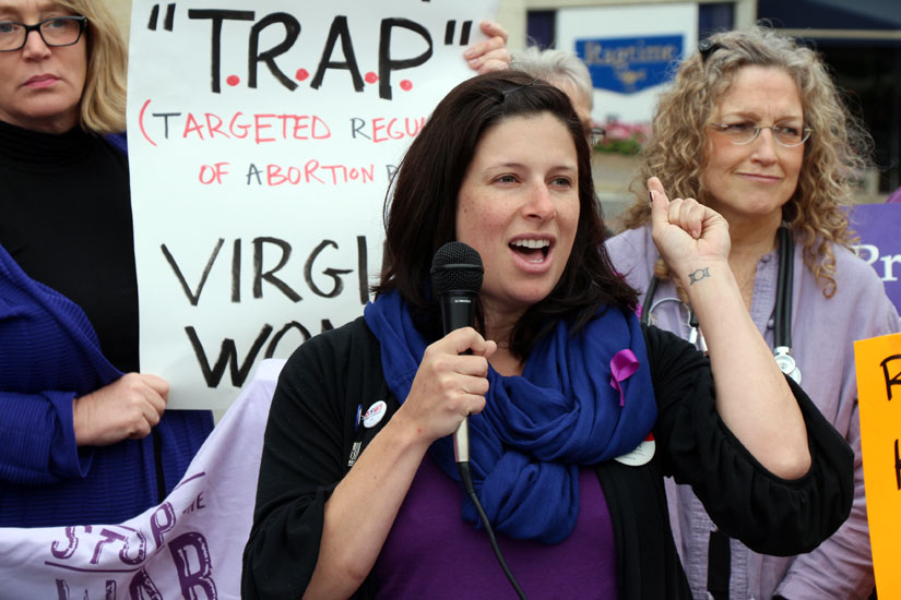 Protesters speak at abortion rally outside Arlington County Courthouse