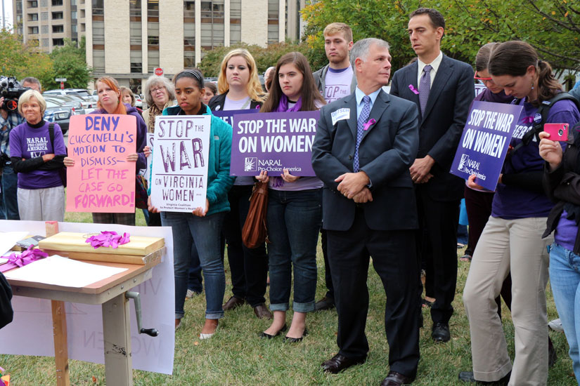 Protesters speak at abortion rally outside Arlington County Courthouse