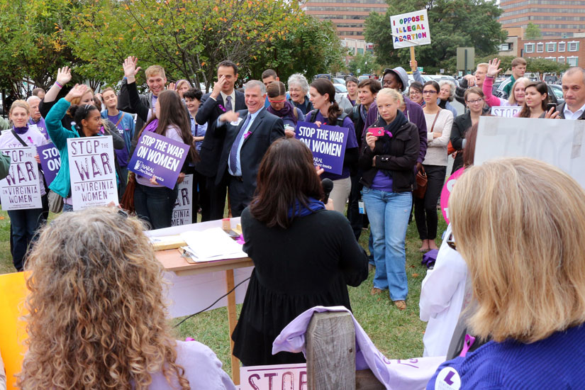 Protesters speak at abortion rally outside Arlington County Courthouse