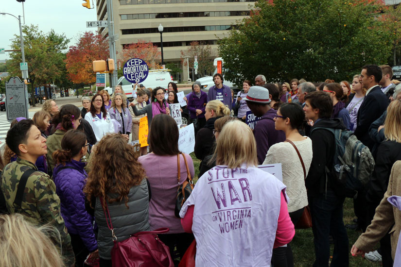 Protesters speak at abortion rally outside Arlington County Courthouse