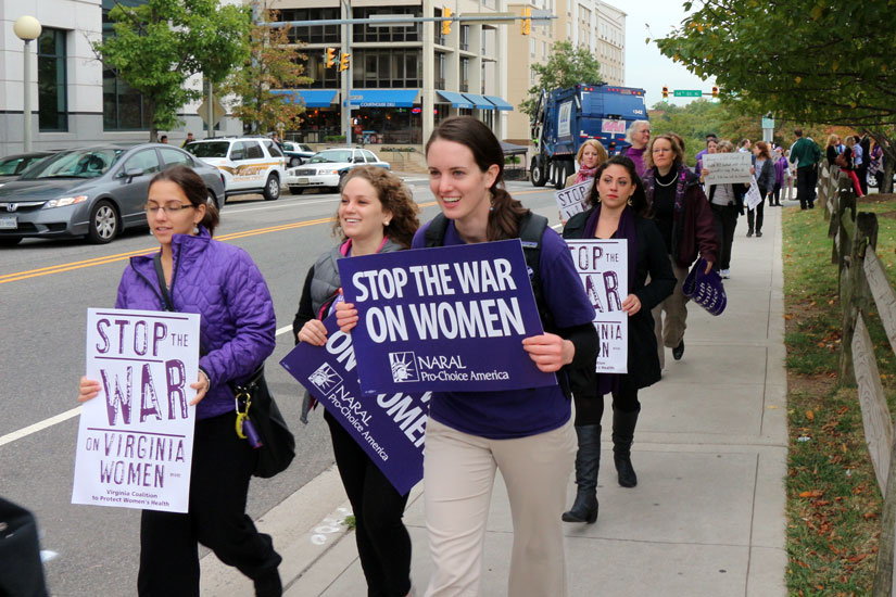 Protesters speak at abortion rally outside Arlington County Courthouse