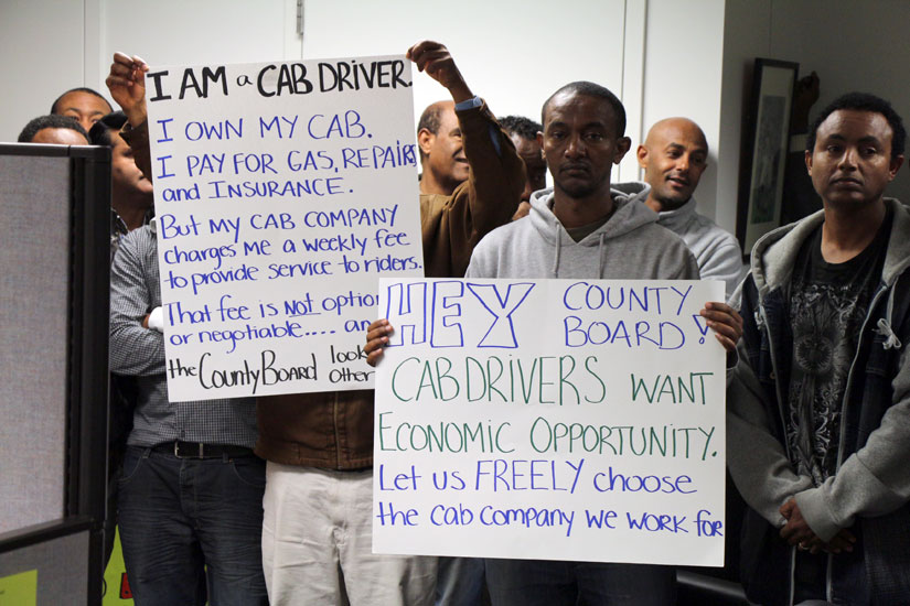 Arlington taxi drivers occupy County Board office