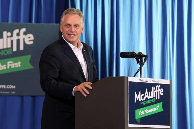 Terry McAuliffe campaigns at Washington-Lee High School