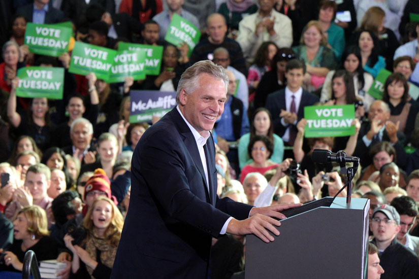 Terry McAuliffe campaigns at Washington-Lee High School