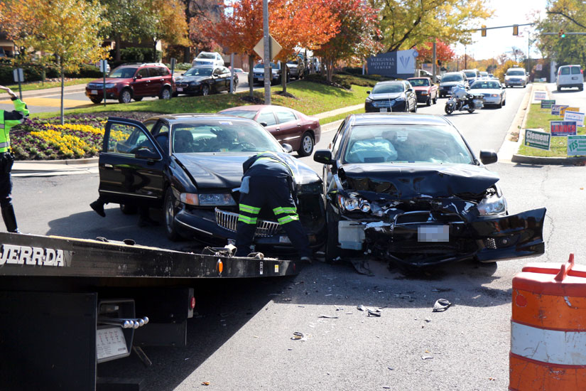 Two-car crash in front of Virginia Hospital Center