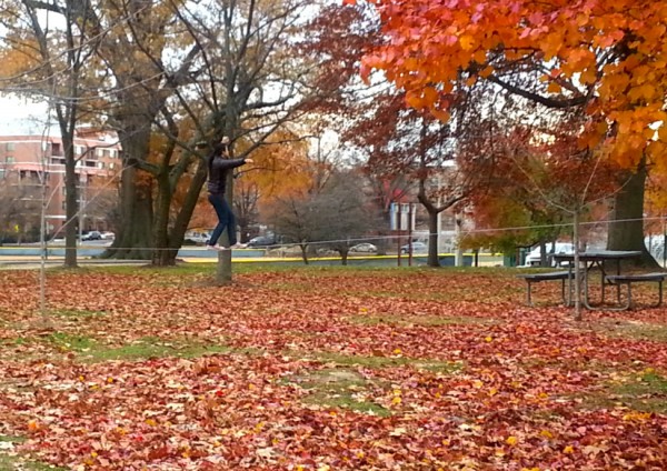 Tightrope walker in Quincy Park