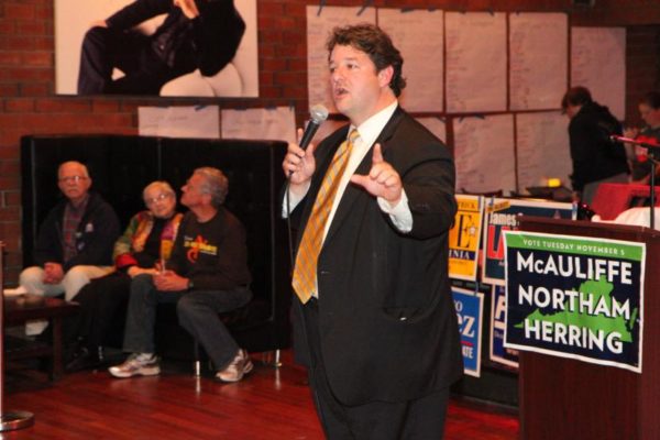 Alfonso Lopez speaks at the Democratic victory party on Columbia Pike