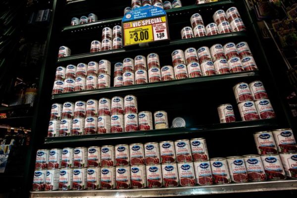 Cranberry sauce on the grocery store shelf (Flickr pool photo by Wolfkann)