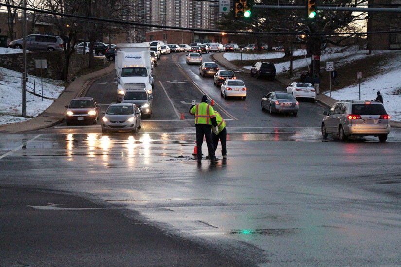 Water main break on Columbia Pike