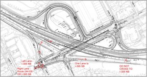 Traffic pattern change at the Columbia Pike/Washington Boulevard interchange