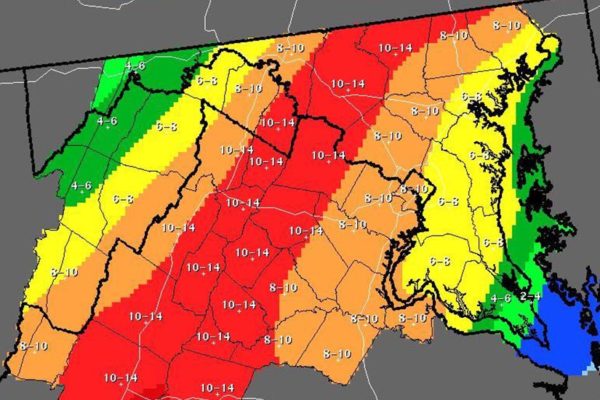 Snow forecast map 2/11/14