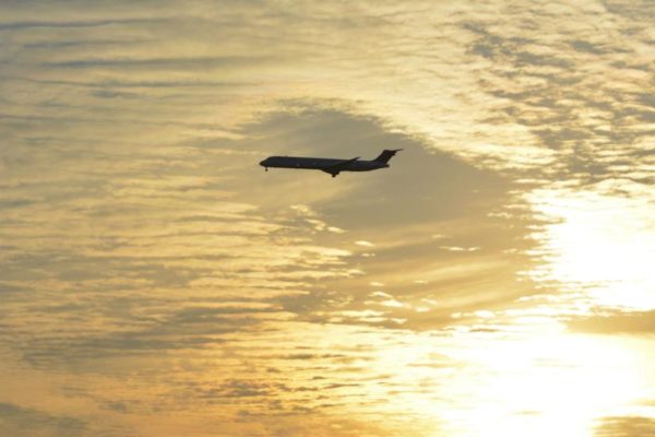 Airliner at sunset on Feb. 7, 2014 (Flickr pool photo by J. Sonder)