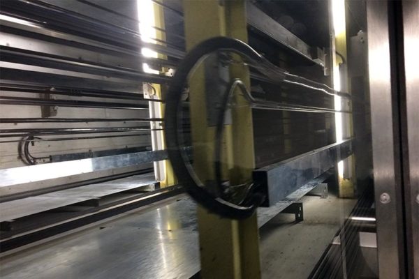 Looking down the high-speed elevator shaft at the Rosslyn Metro station