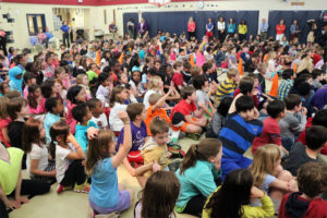 Ashley Wagner speaks to students at Arlington Science Focus Elementary