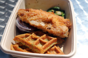 Chicken and zucchini waffles by the Green Spoon