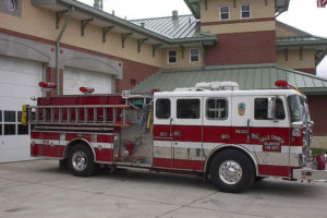 Engine 106 in front of the Falls Church Fire Station, also now as Arlington Station 6 (photo via FCVFD)