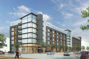 Rendering of the proposed 672 Flats apartment building (image courtesy The Penrose Group)