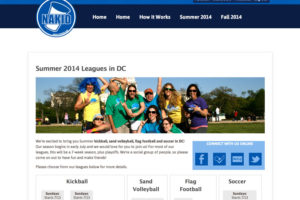 A screenshot of Nakid Sports' website, developed by LeagueApps