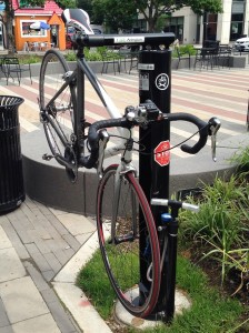 Bike Fixit Stand in Clarendon (photo via BikeArlington)