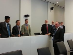 Sen. Tim Kaine at the Virginia Tech Research Center in Arlington (photo via Office of Sen. Tim Kaine)