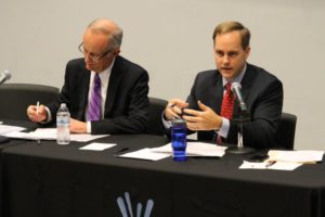 John Vihstadt and Alan Howze debate at the Arlington Civic federation on Sept. 2, 2014