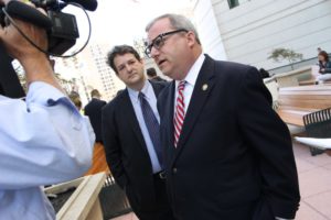 Adam Ebbin and Alfonso Lopez before Arlington's first same-sex marriage on 10/6/14