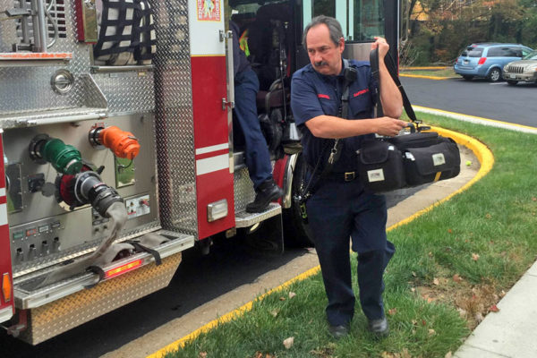 Capt. II Curtis Stilwell on his last day of work at Station 7 in Shirlington