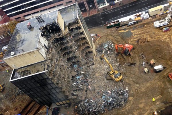 Rosslyn office building being torn down (Flickr pool photo by Mrs. Gemstone)