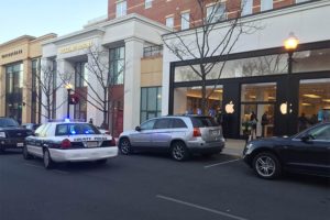 Police cars outside the Apple Store