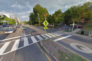 The intersection of Columbia Pike and S. Frederick Street