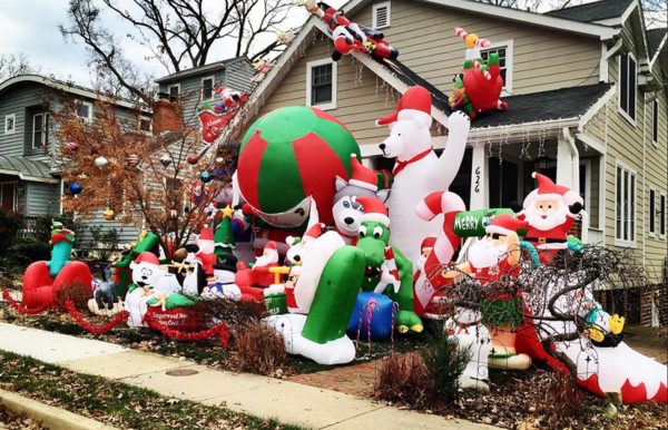 Inflatable Christmas decorations at a home in the Aurora Highlands neighborhood (Flickr pool photo by Desiree L.C.)