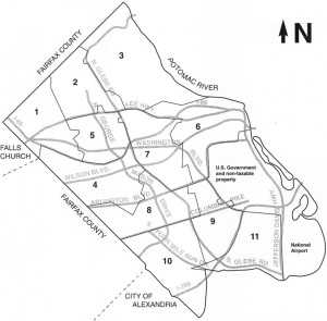 Arlington's residential assessment map, divided by "trend area"