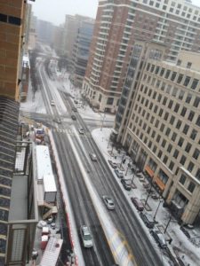 Snow falling in Ballston (photo courtesy @SDfromDC)