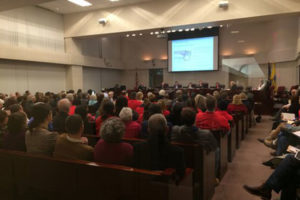 The County Board room during discussion of the Columbia Hills development (photo via @ArlingtonVA)